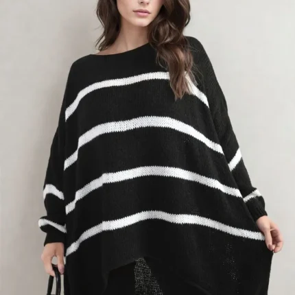 Cozy & Trendy Stripe Oversized Knitted Jumper - Perfect for Any Occasion