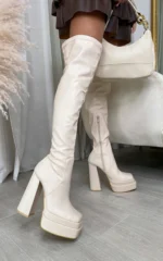 Celeste Block Heel Knee High Boots - Stylish & Comfortable Faux Leather Boots for Women