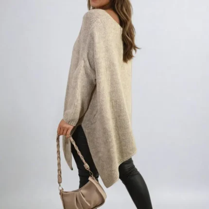 Asymmetric Oversized Knitted Jumper - Stylish, Cozy & Perfect for Everyday Wear