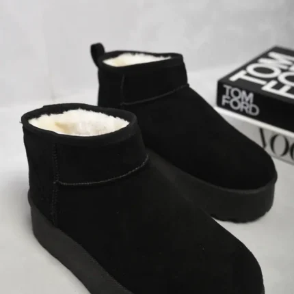 Stylish Faux Suede Ultra Mini Ankle Platform Boots - Comfortable & Chic Women's Footwear