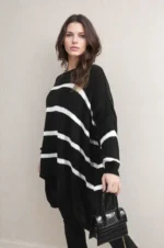 Cozy & Trendy Stripe Oversized Knitted Jumper - Perfect for Any Occasion - Image 2