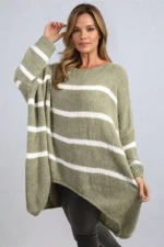 Cozy & Trendy Stripe Oversized Knitted Jumper - Perfect for Any Occasion - Image 6