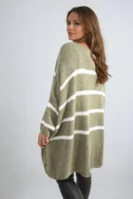 Cozy & Trendy Stripe Oversized Knitted Jumper - Perfect for Any Occasion - Image 7