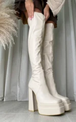 Celeste Block Heel Knee High Boots - Stylish & Comfortable Faux Leather Boots for Women - Image 2