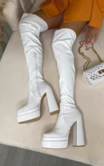 Celeste Block Heel Knee High Boots - Stylish & Comfortable Faux Leather Boots for Women - Image 3