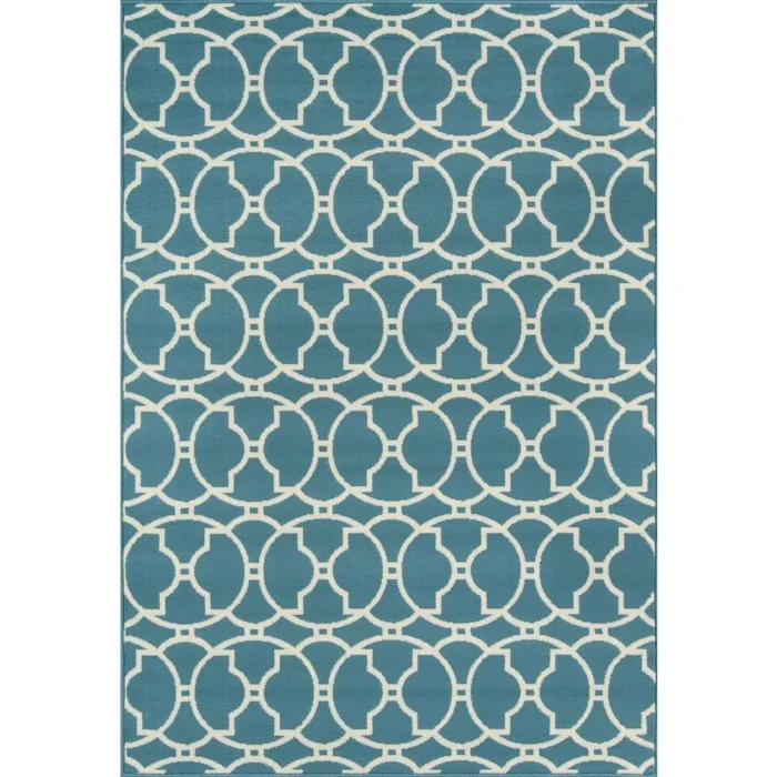 Contemporary Rectangle Area Rug, Blue, 2'3" X 4'6" - Durable & Stylish Indoor/Outdoor Rug - Image 5