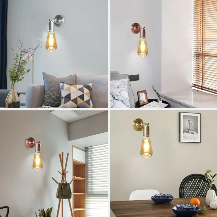 Vintage Industrial Retro Metallic Sconce Wall Light Lamp - E27 Base, Copper Finish - Image 1