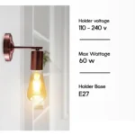 Vintage Industrial Retro Metallic Sconce Wall Light Lamp - E27 Base, Copper Finish - Image 3