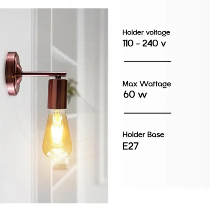 Vintage Industrial Retro Metallic Sconce Wall Light Lamp - E27 Base, Copper Finish - Image 3