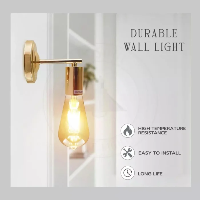 Vintage Industrial Retro Metallic Sconce Wall Light Lamp - E27 Base, Copper Finish - Image 4