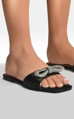 Elegant Embellished Bow Trim Open Toe Sandals - Perfect for Any Occasion | Comfortable & Stylish Women's Footwear - Image 9