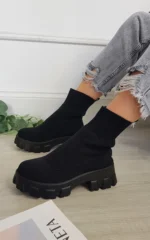 Stylish Chunky Sock Boots - Cozy Faux Leather Ankle Boots for Every Occasion - Image 7
