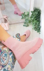 Stylish Chunky Sock Boots - Cozy Faux Leather Ankle Boots for Every Occasion - Image 8