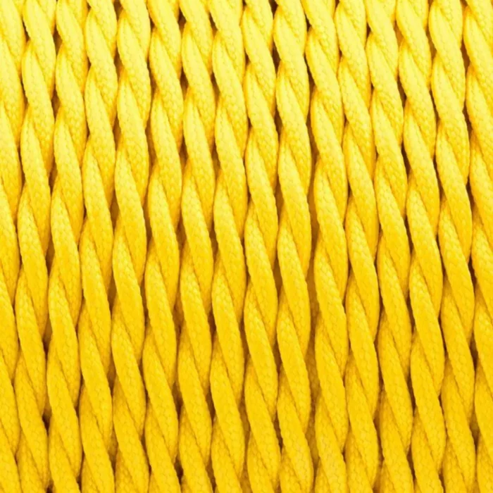 5m Yellow 2 Core Twisted Electric Fabric Cable - Vintage Style | Perfect for Retro Lamps & Appliances - Image 1