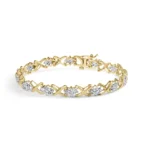 10k Yellow Gold Plated .925 Sterling Silver Diamond Link Bracelet - 7" with 2.00 Cttw Round-Cut Diamonds (H-I Color, I2-I3 Clarity)