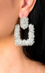Statement Drop Earrings - Bold Retro Square Design in Blue | BIANCA Jewelry - Image 6