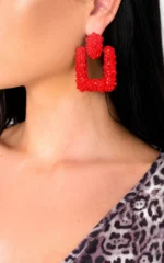 Statement Drop Earrings - Bold Retro Square Design in Blue | BIANCA Jewelry - Image 7