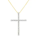 10K Yellow Gold Plated .925 Sterling Silver Diamond Cross Pendant Necklace - 4.0 Cttw, 18" Box Chain, Round Cut Diamonds (J-K Color, I1-I2 Clarity)