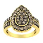 Elegant 10K Yellow Gold Plated .925 Sterling Silver Diamond Pear Cocktail Ring - 1 1/8 cttw, J-K Color, I1-I2 Clarity - Image 2