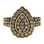 Elegant 10K Yellow Gold Plated .925 Sterling Silver Diamond Pear Cocktail Ring - 1 1/8 cttw, J-K Color, I1-I2 Clarity - Image 3