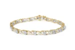 10K Yellow Gold Diamond Cross Link Bracelet - 1.00 Cttw Round Cut Diamonds
