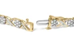 10K Yellow Gold Diamond Cross Link Bracelet - 1.00 Cttw Round Cut Diamonds - Image 2