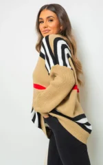 Ava Oversized Striped Long Sleeve Knitted Jumper Cozy & Chic for Effortless Style - Image 2