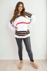Ava Oversized Striped Long Sleeve Knitted Jumper Cozy & Chic for Effortless Style - Image 3