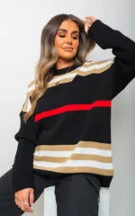 Ava Oversized Striped Long Sleeve Knitted Jumper Cozy & Chic for Effortless Style - Image 5