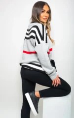 Ava Oversized Striped Long Sleeve Knitted Jumper Cozy & Chic for Effortless Style - Image 9