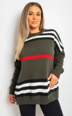 Ava Oversized Striped Long Sleeve Knitted Jumper Cozy & Chic for Effortless Style - Image 11