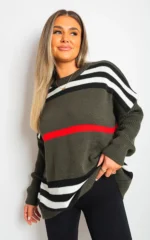 Ava Oversized Striped Long Sleeve Knitted Jumper Cozy & Chic for Effortless Style - Image 12