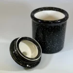 Speckled Black Ceramic Canister with Lid - Stylish & Food Safe Storage