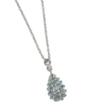Exquisite Silver Egg Pendant Necklace - Hand-Painted with Austrian Crystals & 24K Gold Plated