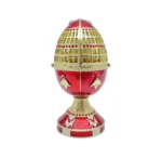 Luxurious Handmade Red Russian Egg Trinket Box with Austrian Crystals & 24K Gold Plating Elegant and Unique Collectible