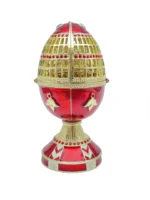 Luxurious Handmade Red Russian Egg Trinket Box with Austrian Crystals & 24K Gold Plating Elegant and Unique Collectible - Image 9