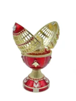 Luxurious Handmade Red Russian Egg Trinket Box with Austrian Crystals & 24K Gold Plating Elegant and Unique Collectible - Image 10