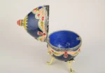 Blue Colorful Russian Egg - Handmade Enamel Trinket Box with Austrian Crystals & 24K Gold Plating - Image 5