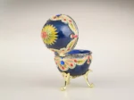 Blue Colorful Russian Egg - Handmade Enamel Trinket Box with Austrian Crystals & 24K Gold Plating - Image 6