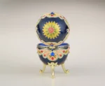 Blue Colorful Russian Egg - Handmade Enamel Trinket Box with Austrian Crystals & 24K Gold Plating - Image 7