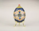 Blue Colorful Russian Egg - Handmade Enamel Trinket Box with Austrian Crystals & 24K Gold Plating - Image 9