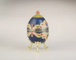 Blue Colorful Russian Egg - Handmade Enamel Trinket Box with Austrian Crystals & 24K Gold Plating - Image 11