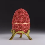Exquisite Red Flowers Faberge Egg - Handcrafted Trinket Box with Austrian Crystals & Gold Plating