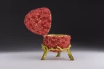 Exquisite Red Flowers Faberge Egg - Handcrafted Trinket Box with Austrian Crystals & Gold Plating - Image 7