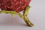 Exquisite Red Flowers Faberge Egg - Handcrafted Trinket Box with Austrian Crystals & Gold Plating - Image 4