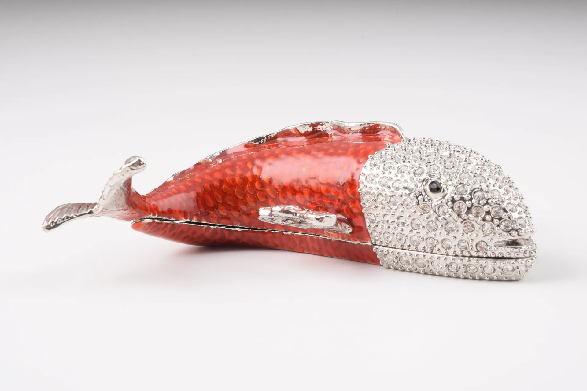 328661701_large.webp Keren Kopal Red & Silver Fish Trinket Box - Handcrafted Marine Life Jewelry Box - Image 1