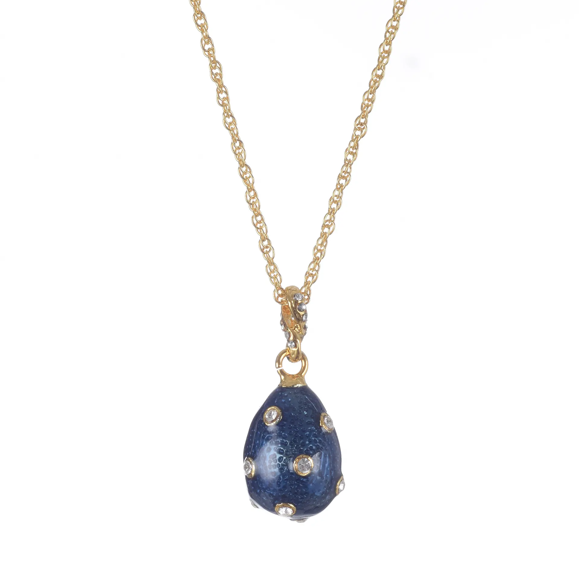 328944362_large.webp Elegant Blue Egg Pendant Gold Necklace - Handcrafted with Austrian Crystals & 24K Gold Plating - Image 1