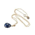 Elegant Blue Egg Pendant Gold Necklace - Handcrafted with Austrian Crystals & 24K Gold Plating - Image 3