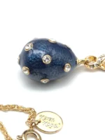 Elegant Blue Egg Pendant Gold Necklace - Handcrafted with Austrian Crystals & 24K Gold Plating - Image 4