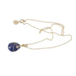 Blue Egg Pendant Gold Necklace - Enamel Painted, Austrian Crystals - Image 4
